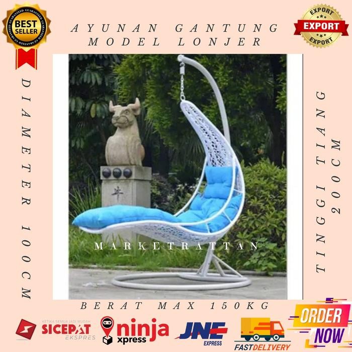 Terbaru Ayunan Kursi Gantung Rotan Sintetis Model Lonjer Santai Malas Teras