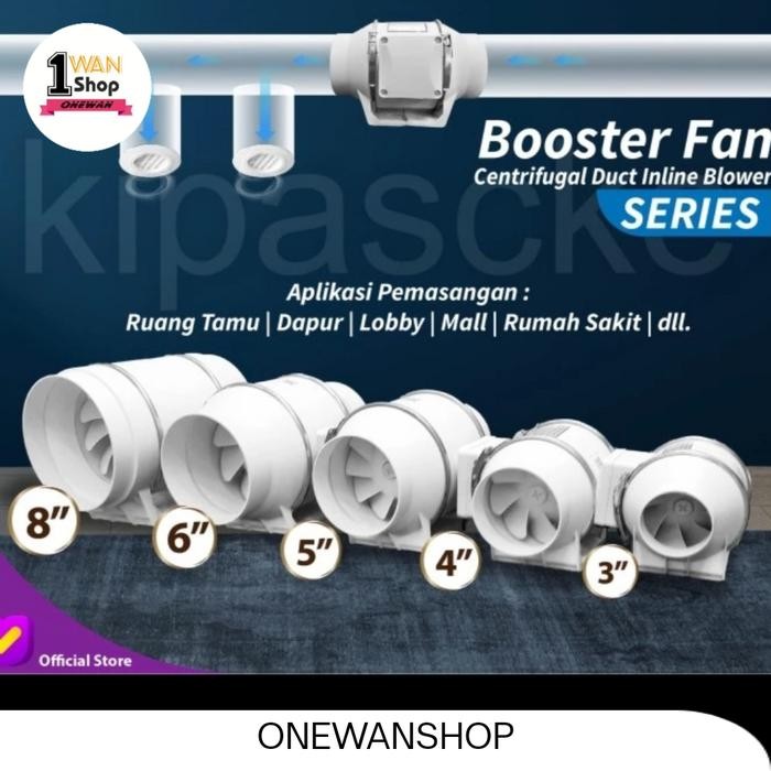 Paling Berkualitas 4 In Booster Fan / Blower Penghisap Asap Exhaust 4" Kuat Untuk Dapur, Mall, Dll