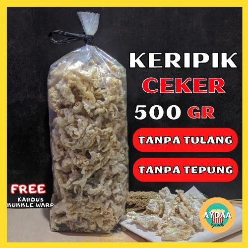 

Sedia KERIPIK KRIPIK CEKER AYAM TANPA TULANG SNACK CE PREMIUM GRAM