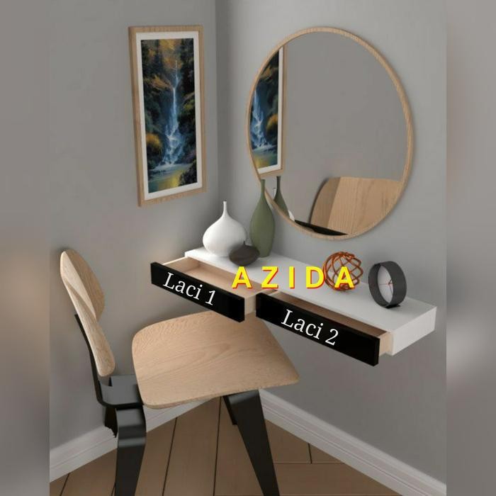 Meja Rias Rak Dinding Ambalan Minimalis Laci Melayang Gantung Tempel