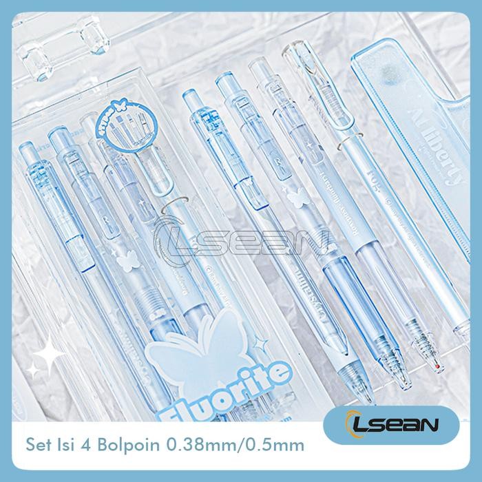 

SET BOLPEN GEL MEKANIK TINTA HITAM ISI 4 MOTIF AESTHETIC KOREAN PEN IN BOX 0.38 mm 0.5 mm alat tulis