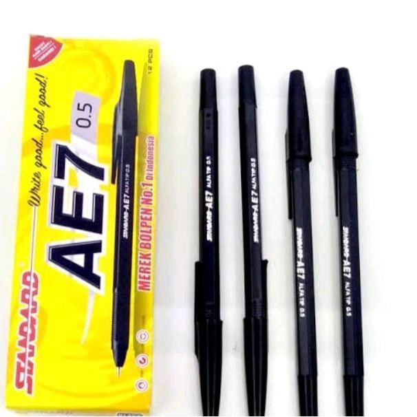 

ae7 pulpen standar 1 pcs alat tulis warna hitam