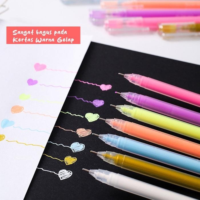 

Alat Tulis Stationary Pulpen Gel Metalic 9pcs Metalik Neon 0.6mm