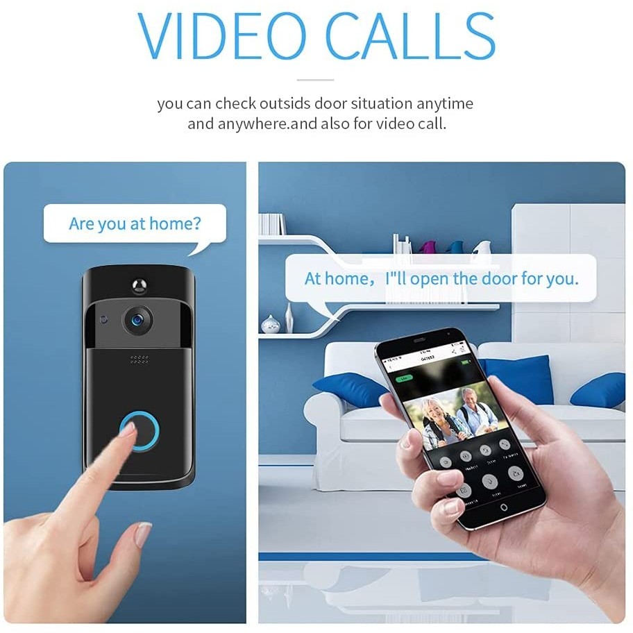 Video Doorbell Camera HD WiFi Doorbell Wireless Operated Motion Detector Audio & Speaker Night