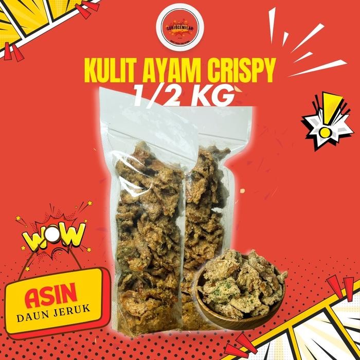 

New 1/2kg - KULIT AYAM CRISPY PEDAS DAUN JERUK SNACK CEMILAN