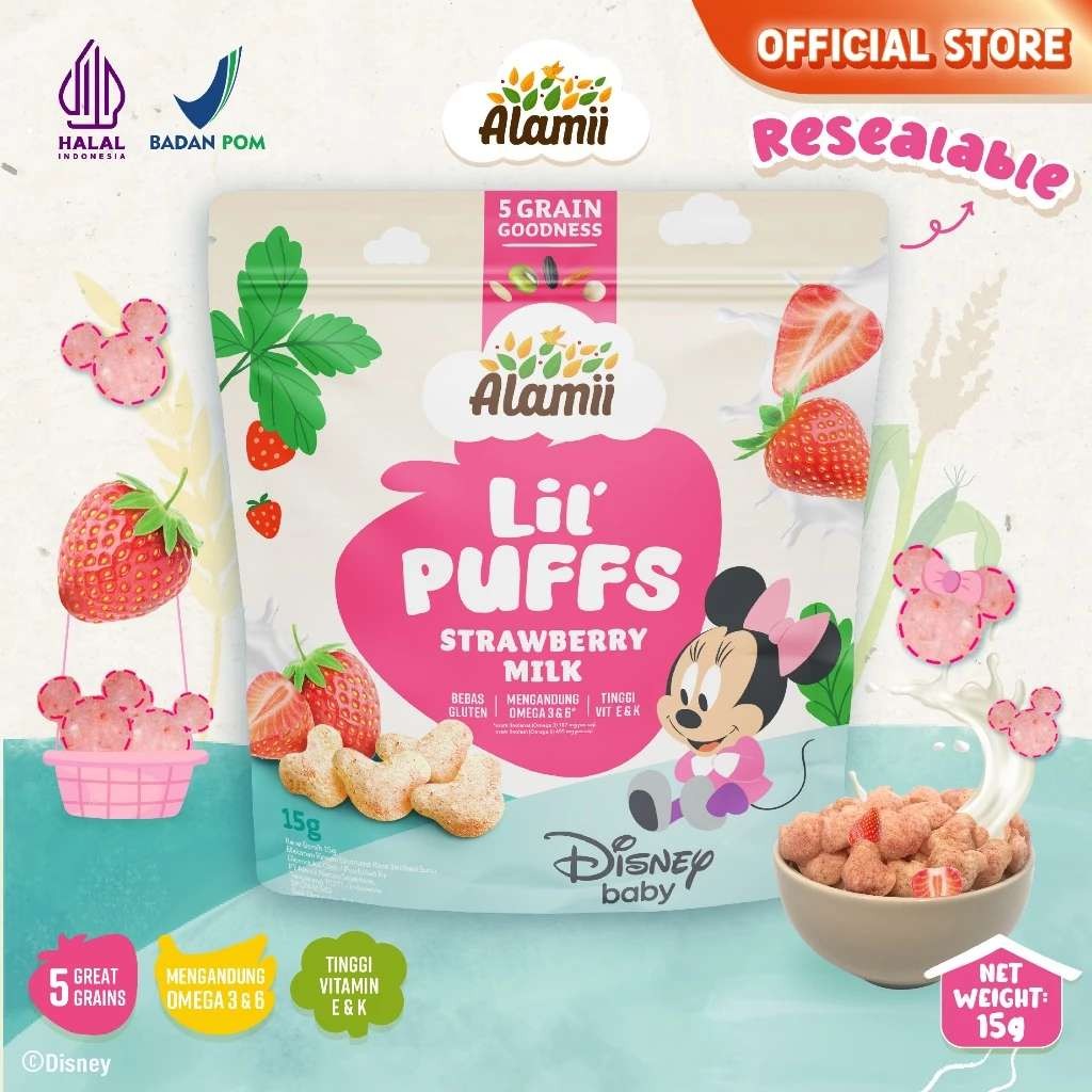 

ALAMII LIL PUFFS STRAWBERRY MILK 15GR - RAJA SUSU