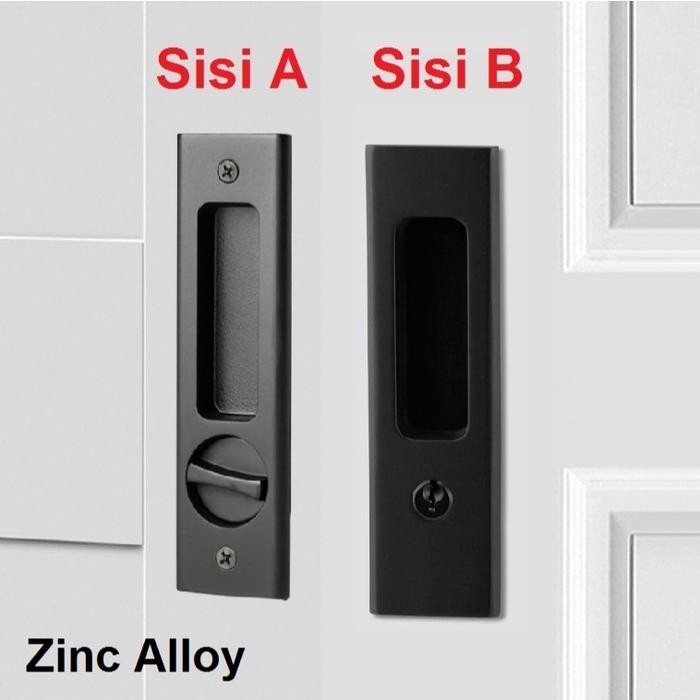 HITAM / PERAK KUNCI PINTU SLIDING GESER SET INVISIBLE SLIDING DOOR KUNCI PINTU PERANGKAT KERAS