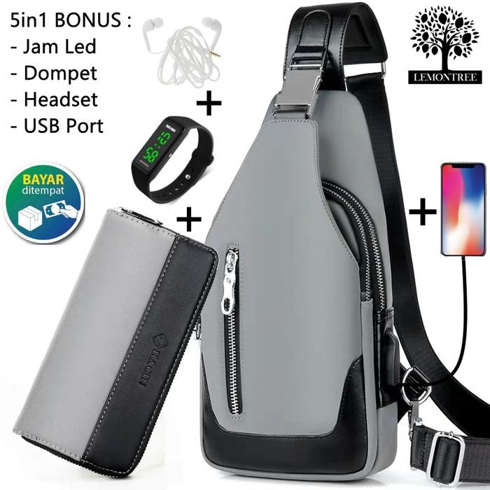 Beli Lokal-Tas selempang pria waterproof slingbag premium/lba Hitam