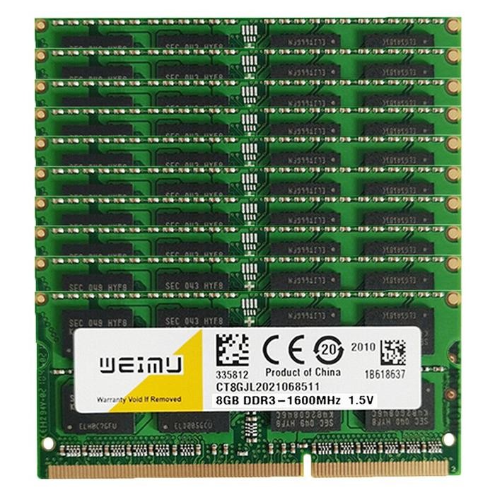10PCS DDR3L Ram 4GB 8GB 16G Laptop Memories PC3 12800 10600