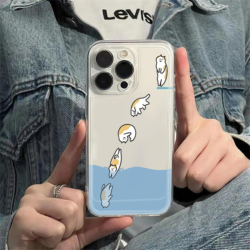 Kartun Diving Cat Simple Creative Softcase Vivo Z11X Y11d T5 Pro 5G Y31d Pro Y05 V70 Fe Y21d Z10R 5G