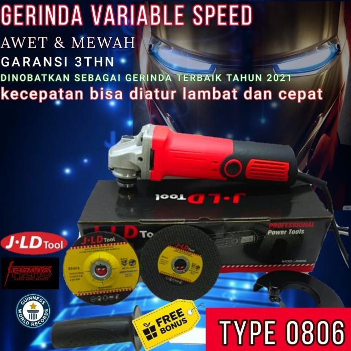 Expert Mesin Gerinda Listrik JLD J0806 Variable Speed Angle Grinder