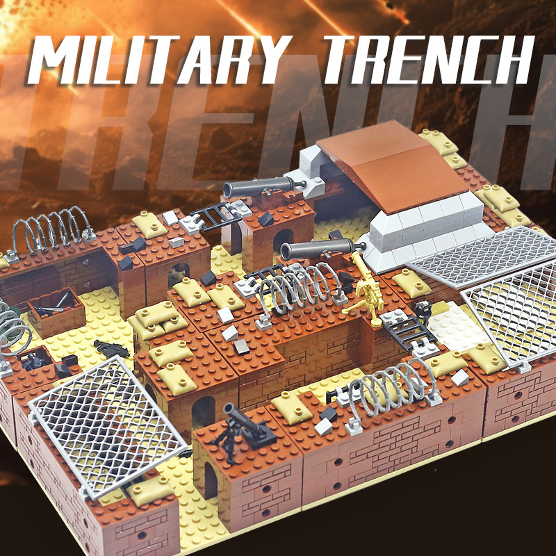 Moc Military Tren  Building Blocks Military Base Blocks Toy Set Compatible Military Weapon Bricks