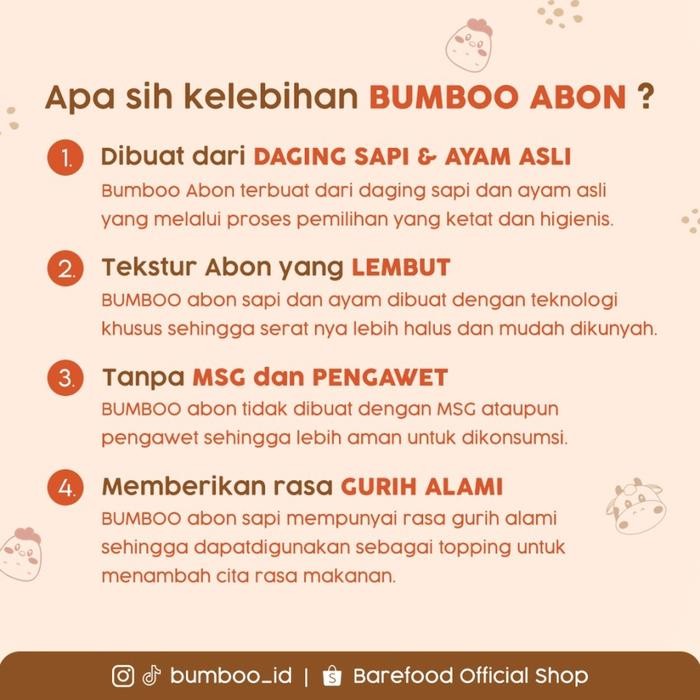 

BUMBOO Abon Ayam Sapi Sehat Tanpa MSG Pengawet Halus Daging Sapi Asli