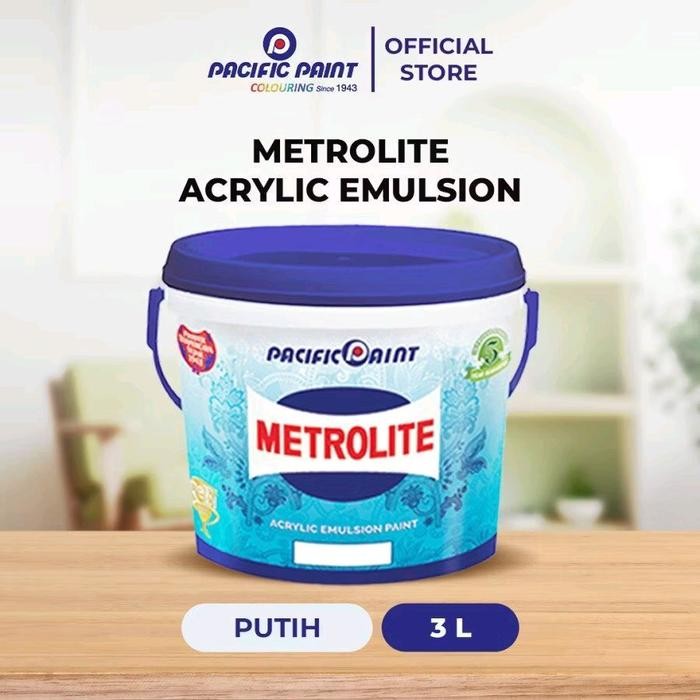 CAT METROLITE PUTIH CAT INTERIOR DINDING, PLAFON 5KG ( ISI 3L ) 5kg Paint