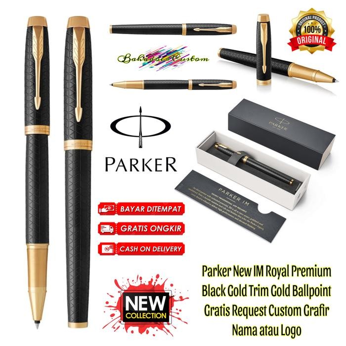 

PULPEN PARKER ORIGINAL NEW IM LIMITED ROYAL PREMIUM BLACK GOLD TRIM GOLD GT ROLLER BALL GRATIS