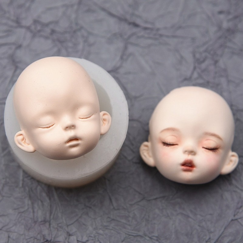 3D Doll Head Baby Face Silicone Mold Handmade Cartoon Soap Clay Plaster Mold Fondant Chocolate Mold