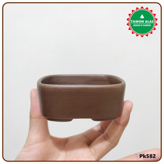 Pot Keramik Bonsai Mame Shito Mini Kecil Small Kotak Segi Empat