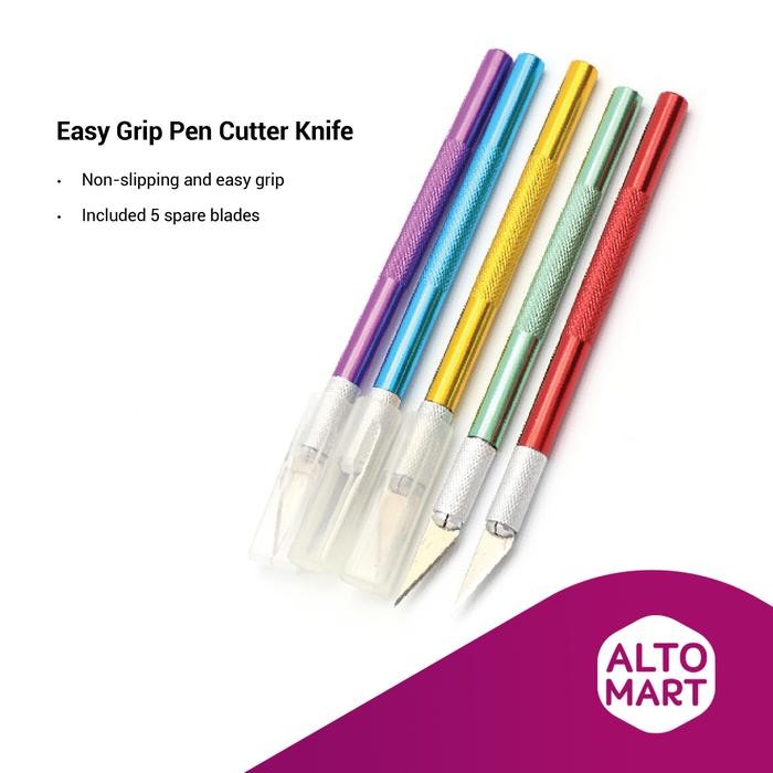 

AT Easy Grip Cutting Craft Art Knife (w/ 12 Blades) Pisau Pen Cutter