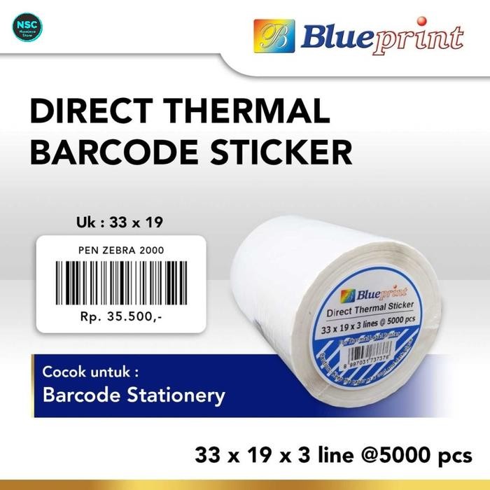 

AT Direct Thermal Sticker Label Barcode BLUEPRINT 33x19 mm 3 Line 5000pcs