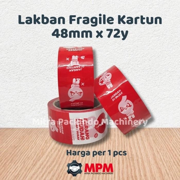 

AT Lakban Fragile Lucu Kartun Olshop Merah Putih / Fragile Mascot