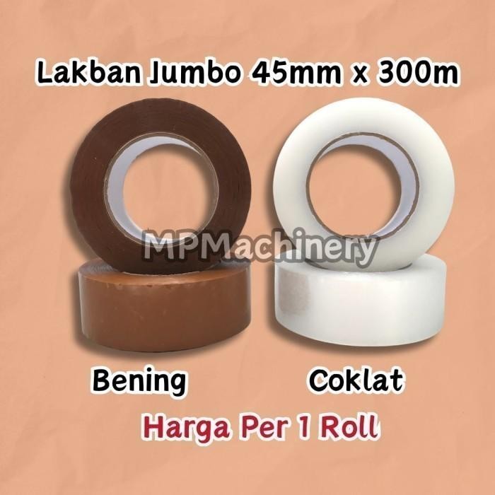 

AT Lakban 300meter Bening Coklat 300m/isolasi OPP Tan Clear 300 m Jumbo