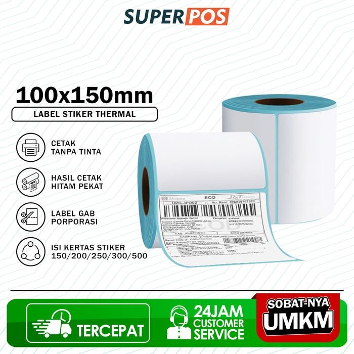 

AT Label Thermal Stiker Barcode Resi 100x150mm 4x6inc Isi 150/200/250/500
