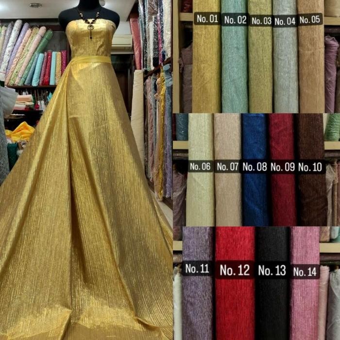 

AT Kain Jacquard Garis Salur Metalik Impor Premium