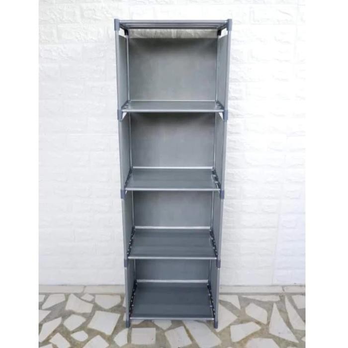 (Expert) Rak buku JEON TUTUP BELAKANG portable 4 susun serbaguna 4 PIPA PENYANGGAH RAK BUKU PORTABLE