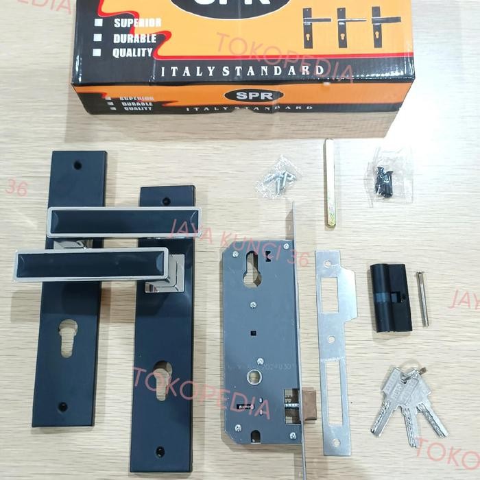 Kunci Pintu Besar BLACK Premium SPR / Handle Pintu Rumah Hitam (25cm) SPR