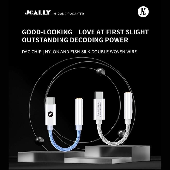 Jcally Jm12 Dac Kto2H20 Chip Dac Type C To 3.5Mm Adapter Silver Plated Cable