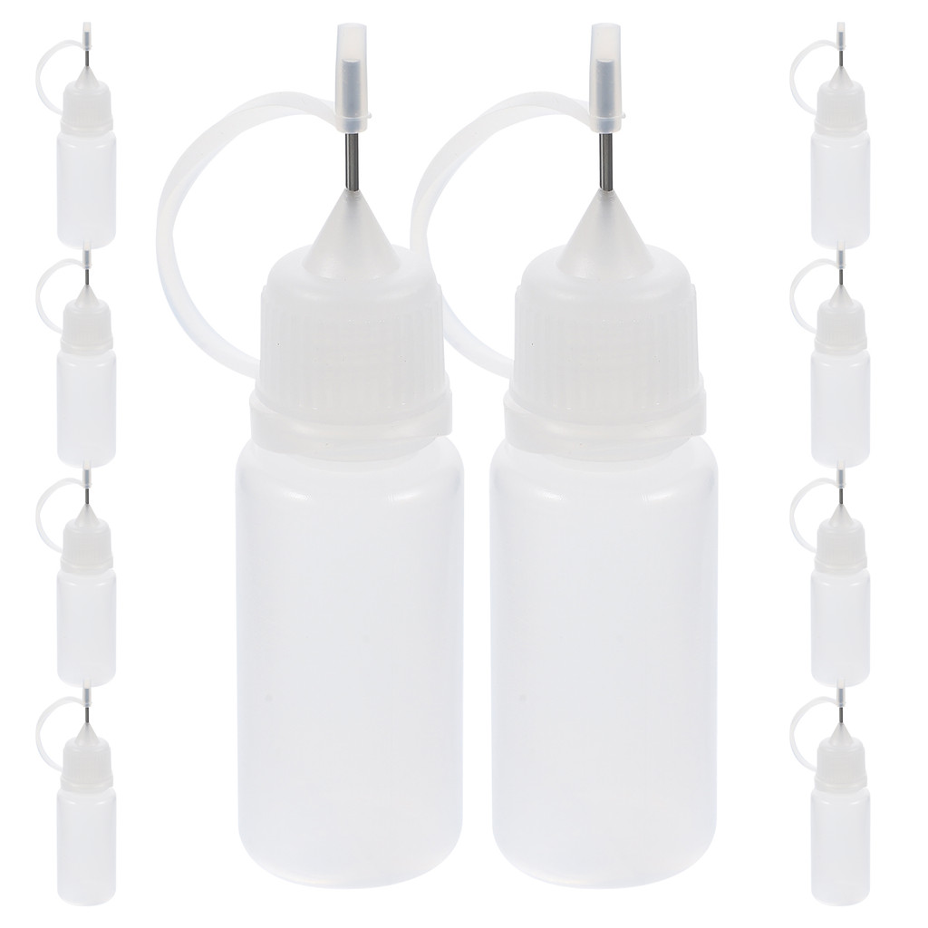 10Pcs 10Ml Needle Tip Glue Bottle Applicator Diy Quilling Tool Precision Bottle (White) Needle Tip