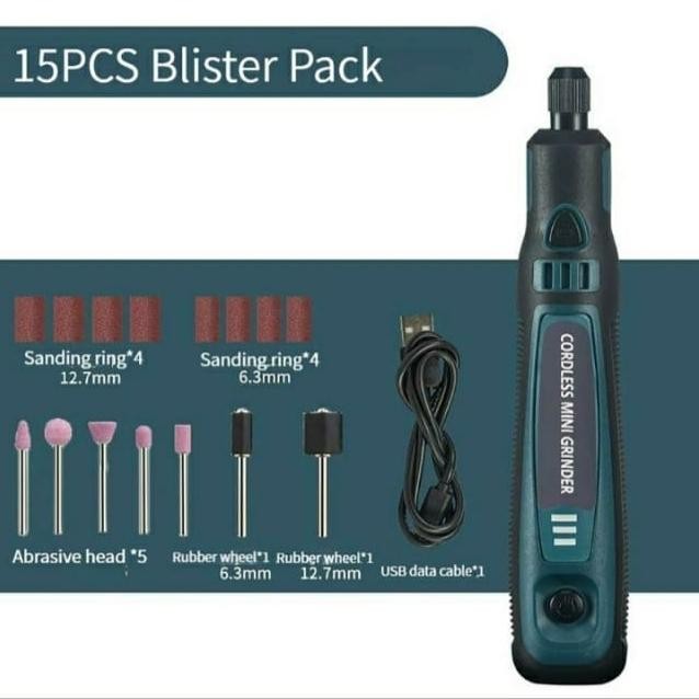 Mesin Mini Grinder Cordless, Gerinda Mini Tanpa Kabel 3,6V