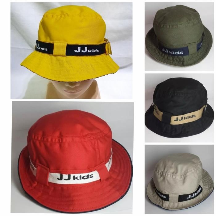 Topi Bucket Hats JJ Kids Polos Anak Laki-Laki & Perempuan (1-2 Tahun)