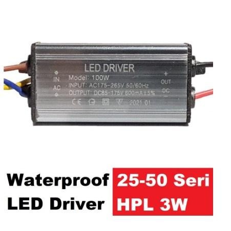 LED driver HPL waterproof 100W 600 mA / Rangkaian Seri 25-50 HPL 3W 60