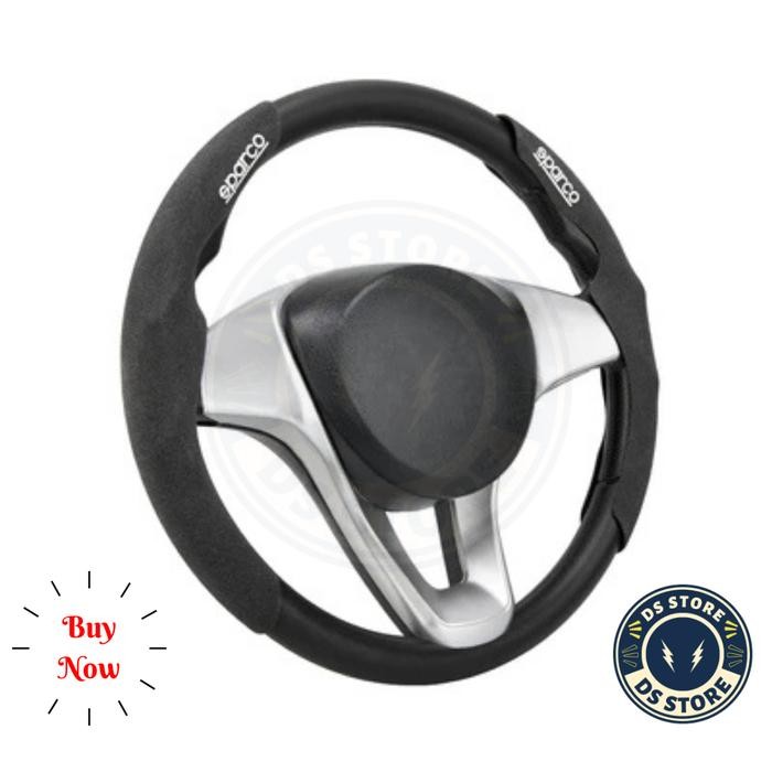 Sparco Steering Wheel Cover Sarung Stir Setir Mobil Kain Bludru Hitam
