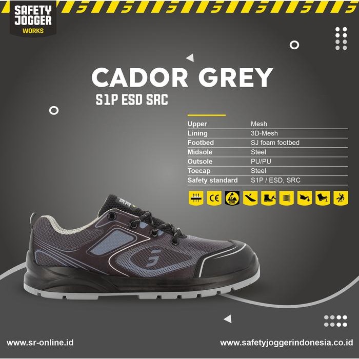 Sepatu Safety Jogger Cador Light Grey S1P Esd Src