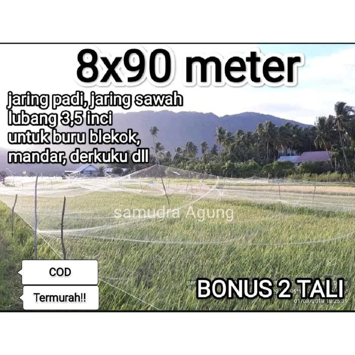 jaring burung jaring padi lubang 3,5 inci bonus 2 tali untuk burung besar seperti blekok, mandar,