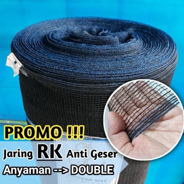 Jaring Waring RK Anti Geser 100 Meter x 1,2 Meter Anyaman Double Jaring Karamba Biru Pohon