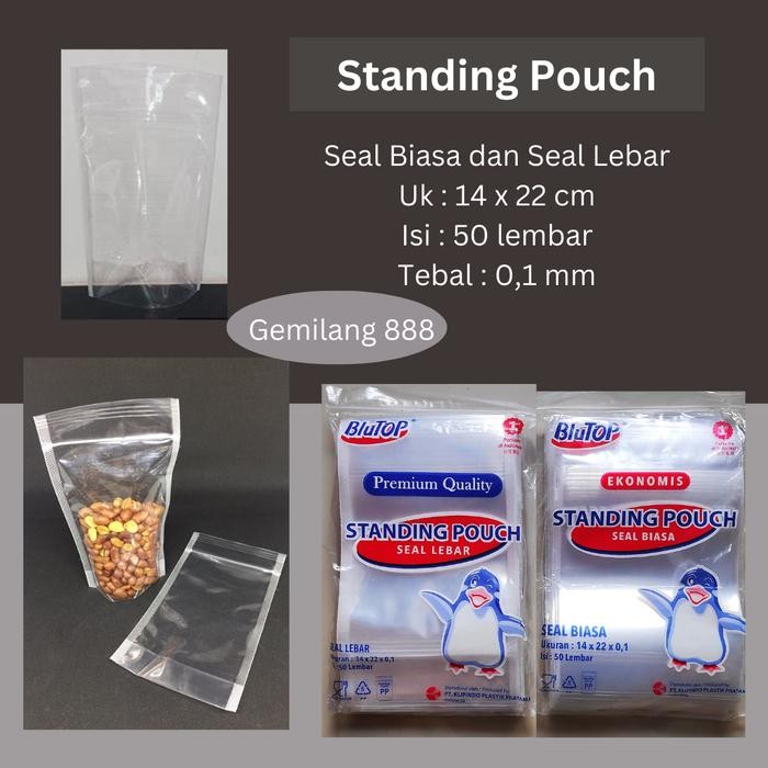 Standing Pouch 14x22, StandPouch, Plastik Zipper, Plastik Klip berdiri