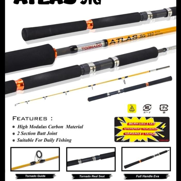 joran tornado atlas jig 582 panjang 176 cm joran jigging carbon laut