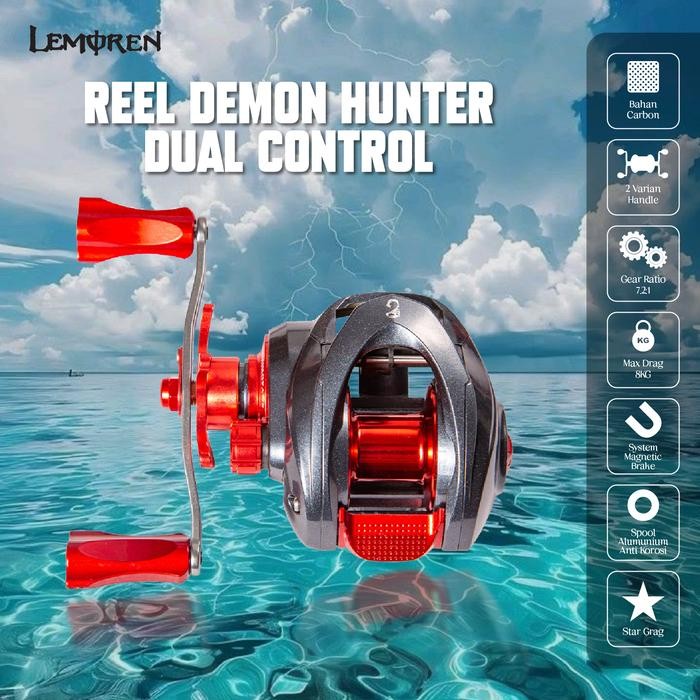 Lemoren reel BC handle kanan/kiri reel Baitcasting Max drag 8kg RP003