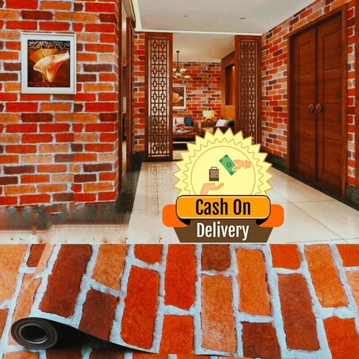 wallpaper stiker dinding/bata merah/dekorasirumah/wallsticker