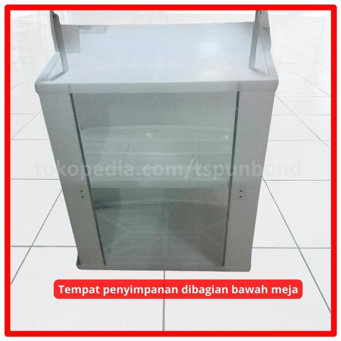 Event Desk Booth Portable Meja Mosi Polos Dan Printing / Meja Pameran / Booth Portable