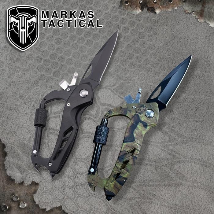 Jual [READY] Pisau carabicer hitam camo pisau carabiner tactical camping pisau carabiner multifungsi