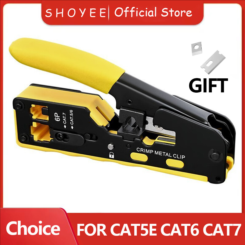 Rj45 Rj12 Rj11 Pass Through Crimp Plier Cat7 Cat6 Cat6A Cat5 Cat5e Stripping Crimping Tool with