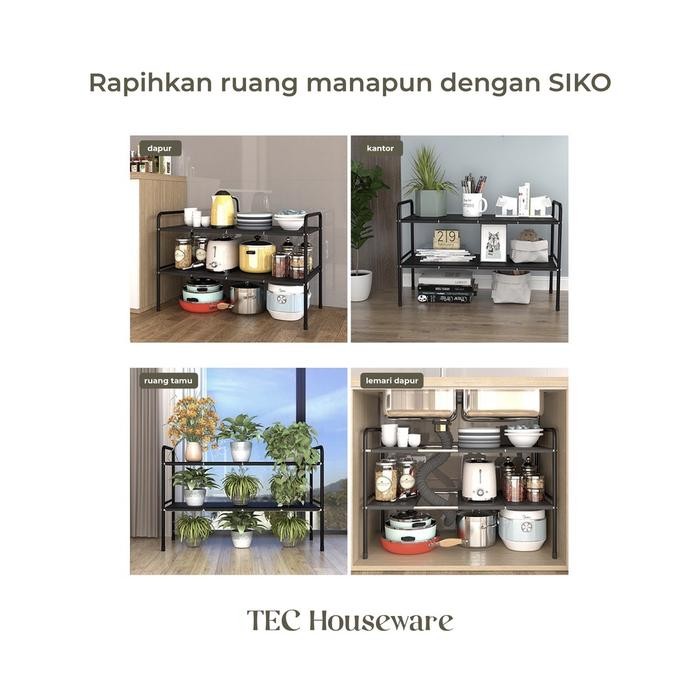 

TECSIKO Rak Susun Serbaguna Rak Bawah Wastafel Rak Penyimpanan Dapur Panci Flexible