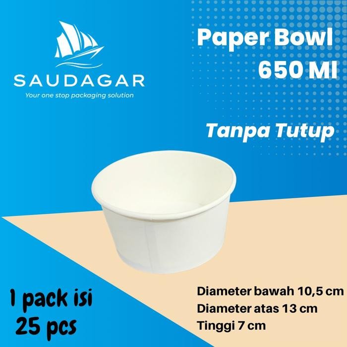 

Paper Rice Bowl 650 ml / Mangkok Kertas Tanpa Tutup