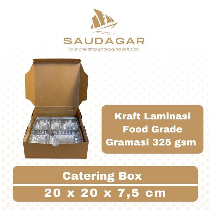 

Box Kotak Nasi Katering ukuran 20x20 bahan Kraft Laminasi