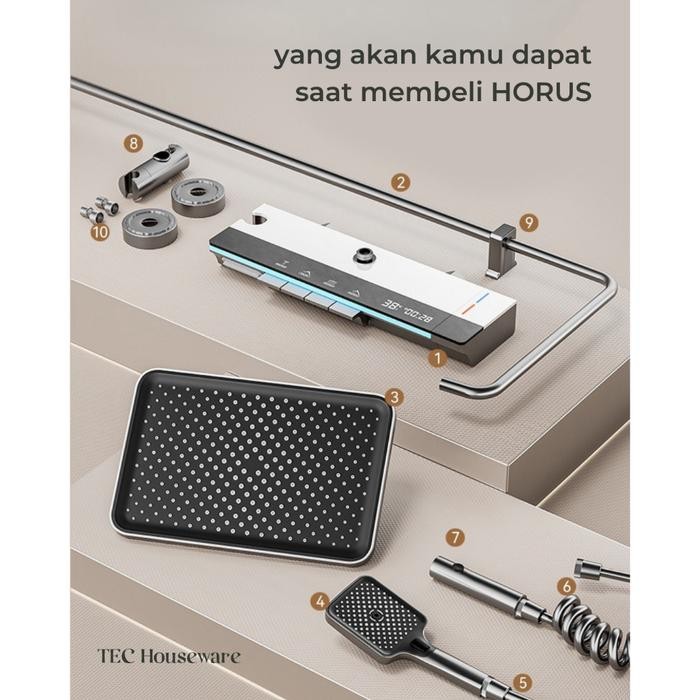 

TECHORUS Shower Kamar Mandi Satu Set Shower Set Sistem Pancuran Dital Panas Dingin Brass Luxury LED