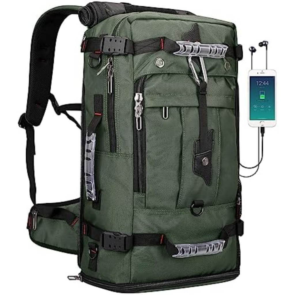 WITZMAN Convertible Duffle Luggage Bag - 17" Laptop Carry On Backpack for Men and Women (B681 Black)